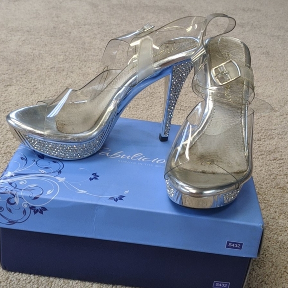 clear heels with crystals